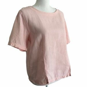 IVY Pink Linen Short Sleeve Pullover Top S…